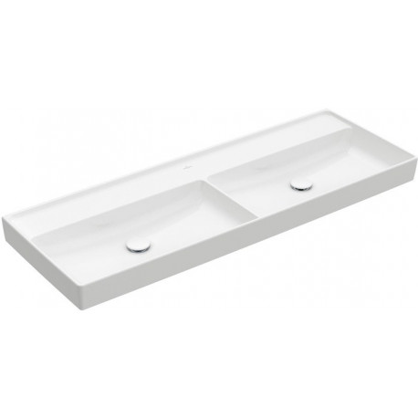 Collaro, Plans doubles, 1300 x 470 mm, Rectangulaire, Modèle déposé, pour robinetterie murale, sans troude robinetterie, sans trop-pleinanCeram, Blanc CeramicPlus
