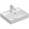 Collaro, Lave-mains, 450 x 370 mm, Rectangulaire, Modèle déposé, pour robinetterie monotrou , troude robinetterie percé,avec trop-plein, TitanCeram, Stone White CeramicPlus