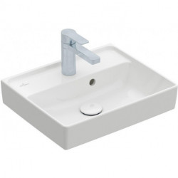 Collaro, Lave-mains, 450 x 370 mm, Rectangulaire, Modèle déposé, pour robinetterie monotrou , troude robinetterie percé, sans trop-plein, Blanc CeramicPlus