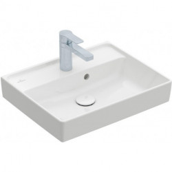 Collaro, Lave-mains, 500 x 400 mm, Rectangulaire, Modèle déposé, pour robinetterie monotrou , troude robinetterie percé, sans trop-plein, Blanc CeramicPlus