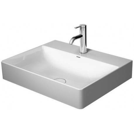Lavabo Duravit DURASQUARE sans trop pleinavec plage de robinettrie geschl 600x470mm sans trou de robinetterie blanc