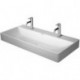Lavabo Duravit DURASQUARE sans trop pleinavec plage de robinettrie 2 trous de robinetterie geschl 1000x470mm blanc
