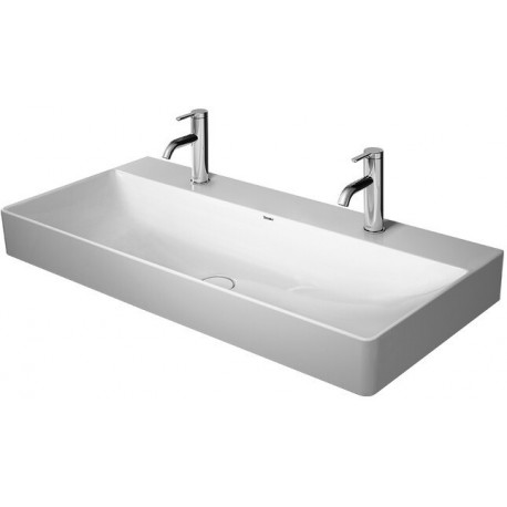 Lavabo Duravit DURASQUARE sans trop pleinavec plage de robinettrie 2 trous de robinetterie geschl 1000x470mm blanc