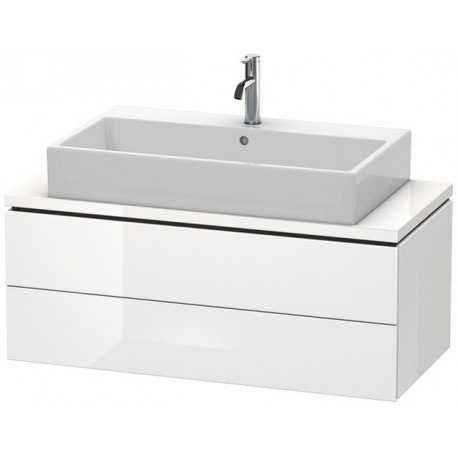 Meuble bas console L-CUBE 400x1020x477mm blanc brillant