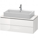 Meuble bas console L-CUBE 400x1020x477mm blanc brillant lack