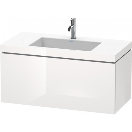 Meuble sous-vasque L-CUBE WT Vero Air 500x1000x480mm 1 trou de robinetterie blanc brillant