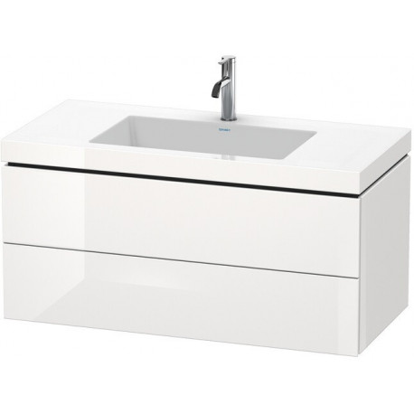 Meuble sous-vasque L-CUBE WT Vero Air 500x1000x480mm 1 trou de robinetterie blanc brillant
