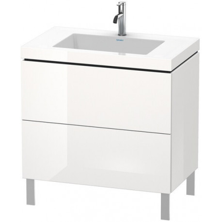 Meuble sous-vasque L-CUBE WT Vero Air 698x800x480mm sans trou de robinetterie blanc brillant