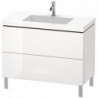 Meuble sous-vasque L-CUBE WT Vero Air 698x1000x480mm sans trou de robinetterie blanc brillant