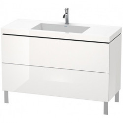 Meuble sous-vasque L-CUBE WT Vero Air 698x1200x480mm sans trou de robinetterie blanc brillant