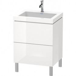 Meuble sous-vasque L-CUBE WT Vero Air 698x600x480mm sans trou de robinetterie blanc brillant
