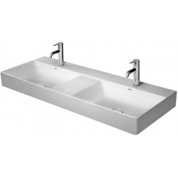 Lavabo double Duravit DURASQUARE sans trop pleinavec plage de robinettrie 1200x470mm 1 trou de robinetterie blanc