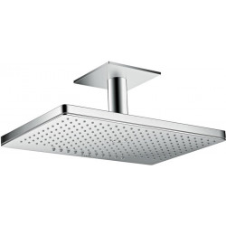tête de douche 460 x 300 2jetavec raccord plafond 100mm, rosace carrée chroméé