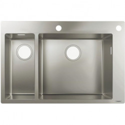 S712-F655 Évier encastré 180 x 450avec 2 trou s pour robinet acier inoxydable