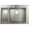 S712-F655 Évier encastré 180 x 450avec 2 trou s pour robinet acier inoxydable