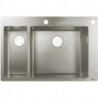 S712-F655 Évier encastré 180 x 450avec 2 trou s pour robinet acier inoxydable