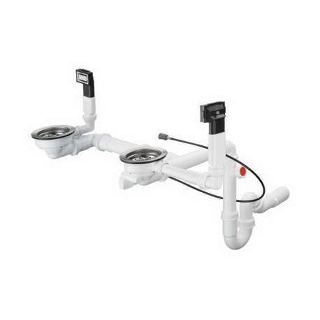 Robinet de vidage / trop-plein automatique D13-12 f Sel évier de cuisine 180x450 chromé