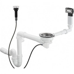 Robinet de vidage / trop-plein automatique D12-11. pour évier de cuisine 500 chromé