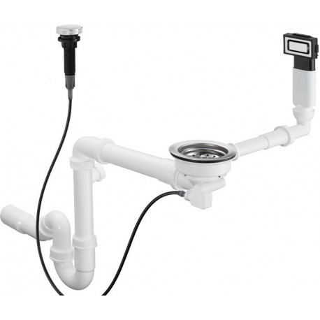 Robinet de vidage / trop-plein automatique D12-11. pour évier de cuisine 500 chromé