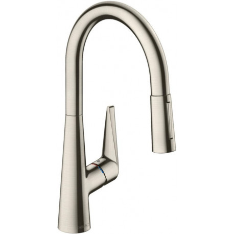 mitigeur cuisine 200,avec douchette extractible 2 jets, sBox aspect acier inox
