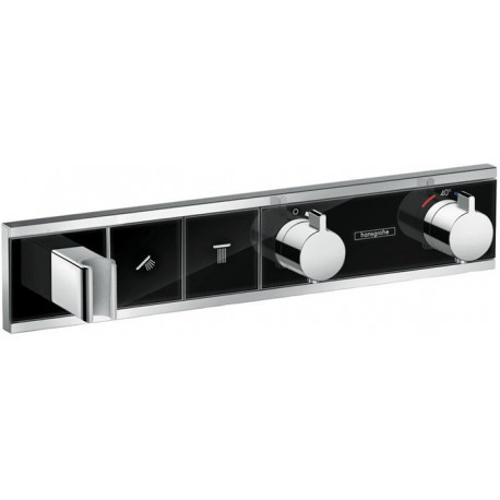 Module thermostatique RainSelect encastréavec 2 fonctions noir/chromé