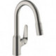 mitigeur de cuisine 180,avec douchette extractible 2 jets aspect acier inox