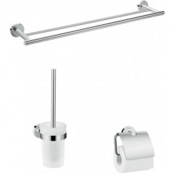 Set de 3 accessoires de salle de bains chroméé