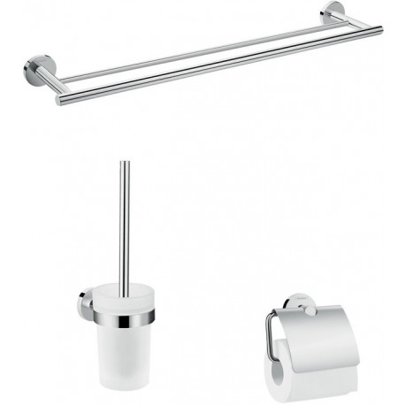 Set de 3 accessoires de salle de bains chroméé