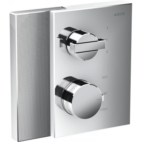 Set finition mitigeur thermostatique encastré,avec RA et inv, coupe diamant chromé 