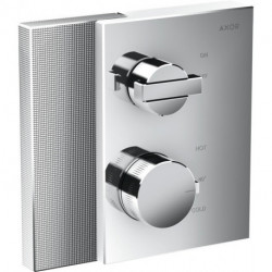 Set finition mitigeur thermostatique enc, av robinet d'arrêt, coupe diamant chromé 