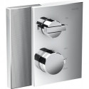 Set finition mitigeur thermostatique enc, av robinet d'arrêt, coupe diamant chromé 