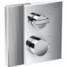 Set finition mitigeur thermostatique enc, av robinet d'arrêt, coupe diamant chromé 