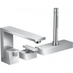 Set de finition mitigeur 3 trou s montage bord de baignoire, coupe diamant chroméé