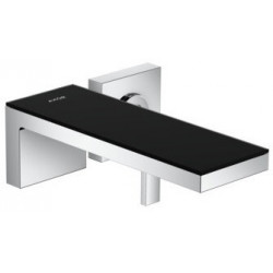mitigeur lavabo encastré, bonde à écoulement libre chromée/verre noir