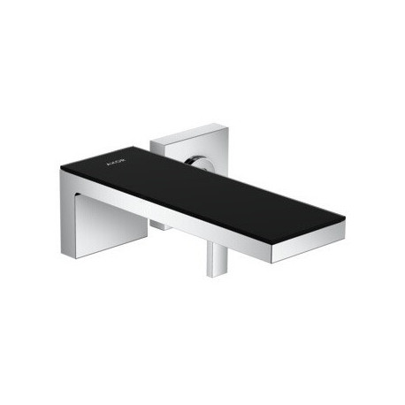mitigeur lavabo encastré, bonde à écoulement libre chromée/verre noir