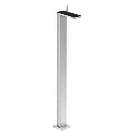mitigeur de lavabo encastré au sol, bonde push-open chromée/verre noir