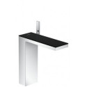 mitigeur lavabo 230, bonde push-open chromée/verre noir