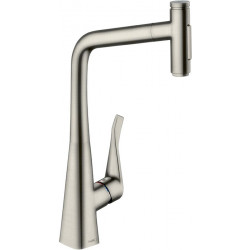 mitigeur cuisine 320,avec douchette extractible 2 jets, sBox aspect acier inox