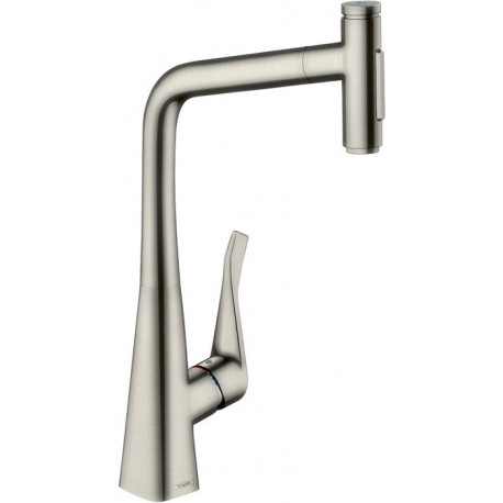 mitigeur cuisine 320,avec douchette extractible 2 jets, sBox aspect acier inox
