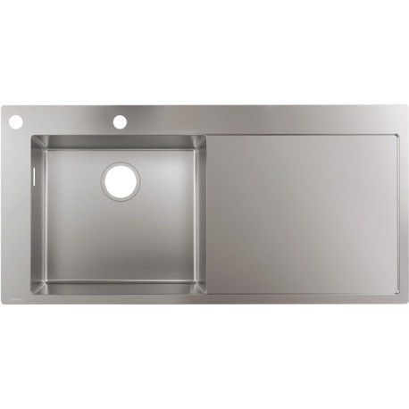 S718-F450 Évier encastré 450avec égouttoiravec 2 trou s pour robinet acier inox