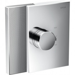 Set finition mitigeur thermostatique encastré haut débit, coupe diamant chroméé