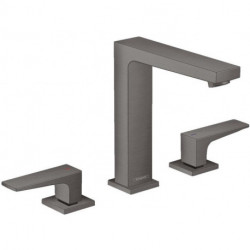 Mélongeur de lavabo 160, 3 trou s, bonde Push-Open noir chromé brossé
