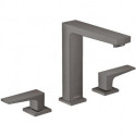 Mélongeur de lavabo 160, 3 trou s, bonde Push-Open noir chromé brossé
