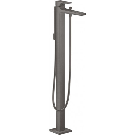 mitigeur bain/douche, set de finition, poignée manette noir chromé brossé