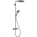 Showerpipe 240 1jet PowderRain noir chromé brossé