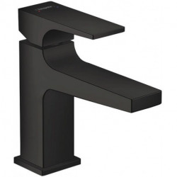 mitigeur de lavabo 100 poignée manette bec court, bonde Push-Open noir mat