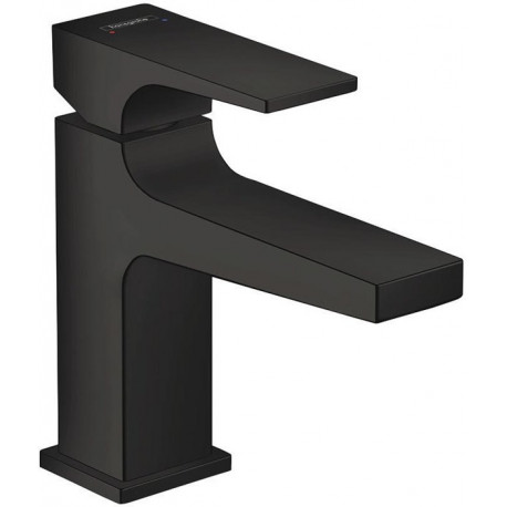 mitigeur de lavabo 100 poignée manette bec court, bonde Push-Open noir mat