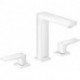 Mélongeur de lavabo 160, 3 trou s poignées manettes, bonde Push-Open blanc mat