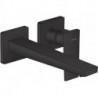 mitigeur lavabo encastré mural, bec 225mm, bonde écoul libre noir mat