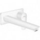 mitigeur de lavabo encastré mural, bec 225mm, bonde à écoulement libre blanc mat